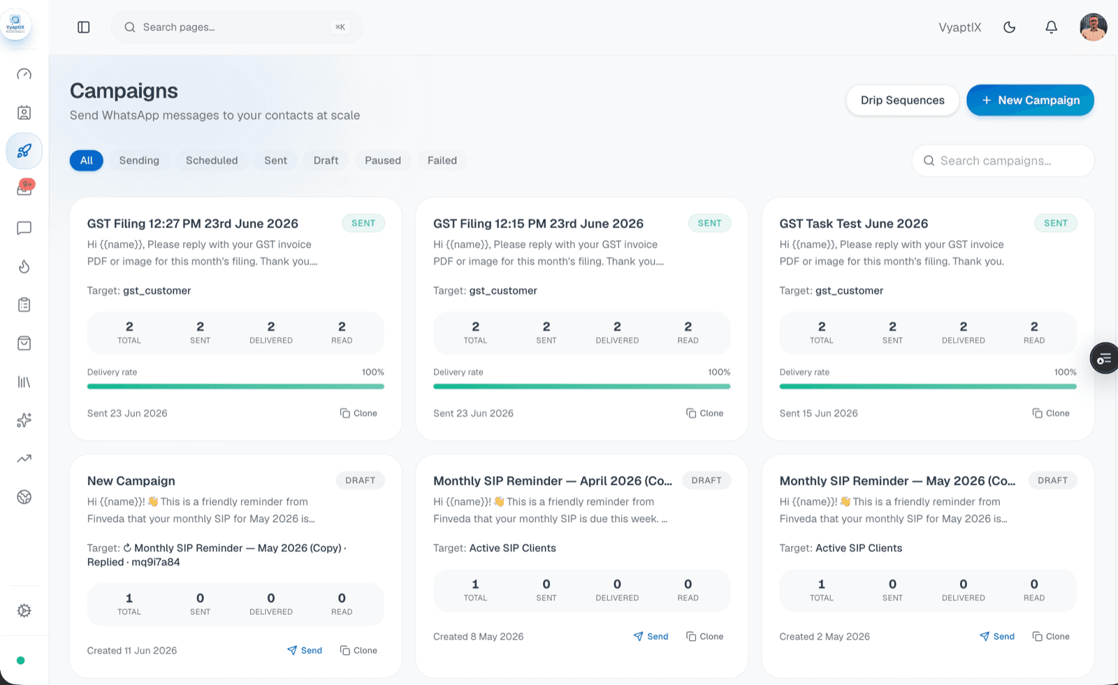 Setu Campaigns dashboard